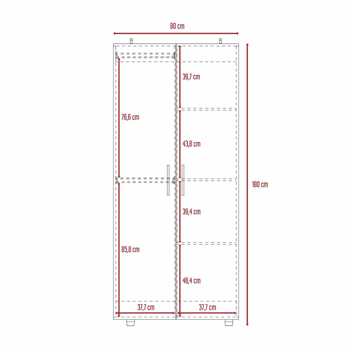 Closet Tera Bardolino 80x180cm sin Cajones con 3 Entrepaños - Closets | Bylmo