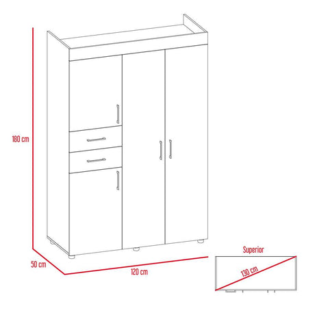 Closet Valencia Wengue 120 cm con Cuatro Puertas y Dos Cajones - Closets | Bylmo