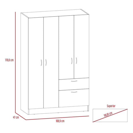 Closet Vaupés Coñac 108 cm con Cinco Puertas y Un Cajón - Closets | Bylmo