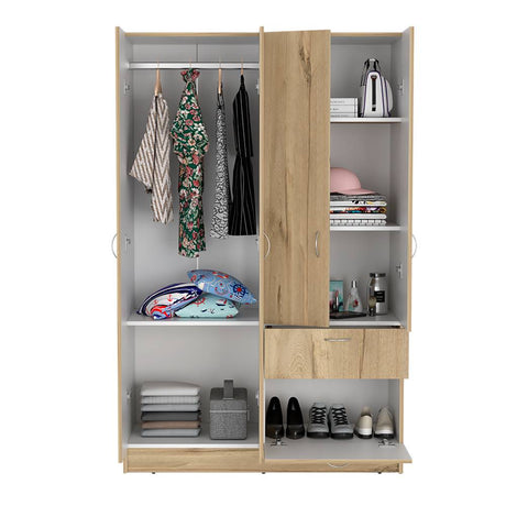 Closet Vaupés Duna y Blanco 108 cm con Cinco Puertas y Un Cajón - Closets | Bylmo