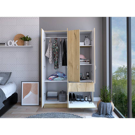 Closet Vaupés Duna y Blanco 108 cm con Cinco Puertas y Un Cajón - Closets | Bylmo