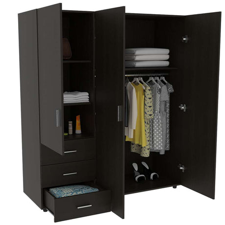 Closet Venecia Wengue 140 cm con Tres Puertas y Tres Cajones - Closets | Bylmo