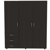 Closet Venecia Wengue 140 cm con Tres Puertas y Tres Cajones - Closets | Bylmo