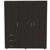 Closet Venecia Wengue 140 cm con Tres Puertas y Tres Cajones