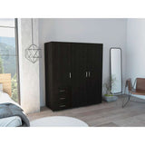 Closet Venecia Wengue 140 cm con Tres Puertas y Tres Cajones - Closets | Bylmo