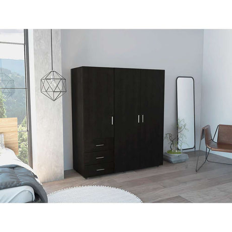 Closet Venecia Wengue 140 cm con Tres Puertas y Tres Cajones - Closets | Bylmo