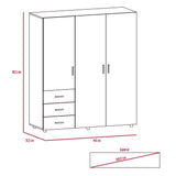 Closet Venecia Wengue 140 cm con Tres Puertas y Tres Cajones - Closets | Bylmo