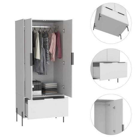 Closet White Blanco 79 cm con Dos Puertas y Un Cajón - Closets | Bylmo