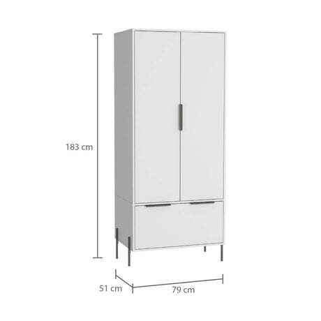 Closet White Blanco 79 cm con Dos Puertas y Un Cajón - Closets | Bylmo