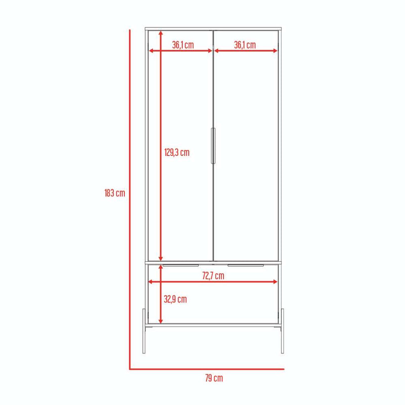 Closet White Blanco 79 cm con Dos Puertas y Un Cajón