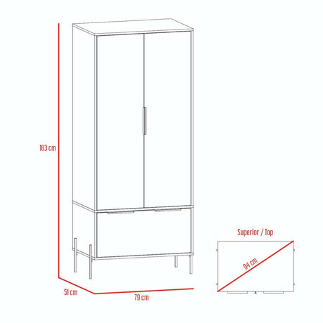 Closet White Blanco 79 cm con Dos Puertas y Un Cajón - Closets | Bylmo