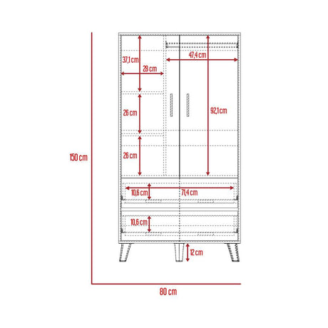 Closet Z Duna 80 cm con Dos Puertas y Dos Cajones - Closets | Bylmo