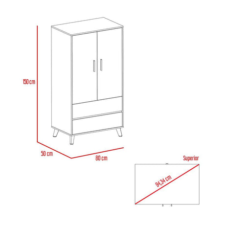 Closet Z Duna 80 cm con Dos Puertas y Dos Cajones - Closets | Bylmo
