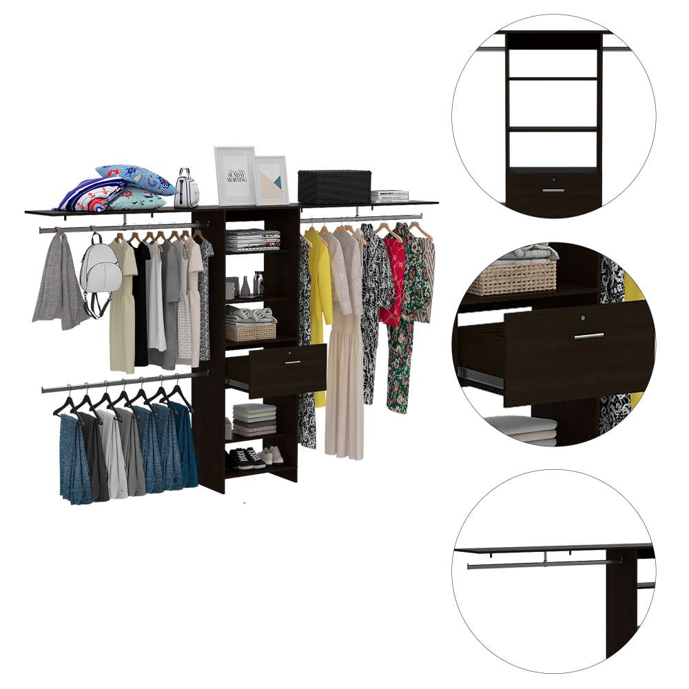 Closet Plego Wengue 300x187.6cm con 1 Cajones con 4 Entrepaños - Closets | Bylmo
