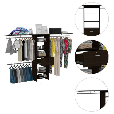 Closet Plego Wengue 300x187.6cm con 1 Cajones con 4 Entrepaños - Closets | Bylmo