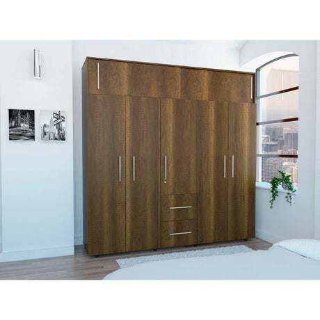 Closet Bigaf Caramelo 200 cm con Siete Puertas y Tres Cajones - Closets | Bylmo