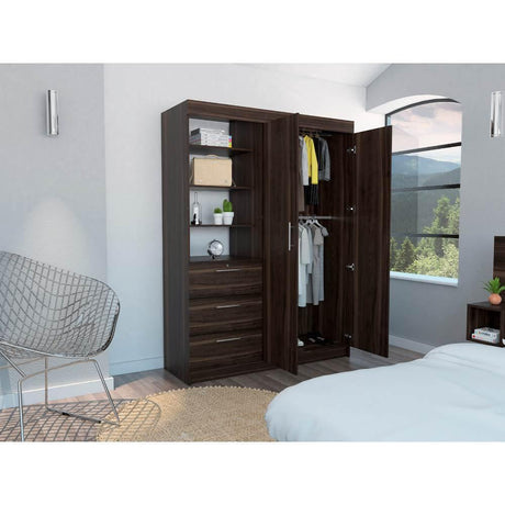 Closet Kenya Habano 150 cm con Dos Puertas y Tres Cajones - Closets | Bylmo