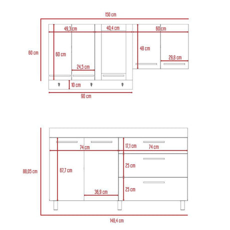 Cocina Karavan Siena y Blanco 150 cm - Cocinas | Bylmo