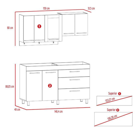 Cocina Karavan Siena y Blanco 150 cm - Cocinas | Bylmo