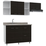 Cocina Elica Wengue y Blanco 150 cm Izquierda con Mesón - Cocinas | Bylmo