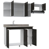 Cocina Elica Wengue y Blanco 150 cm Izquierda con Mesón - Cocinas | Bylmo