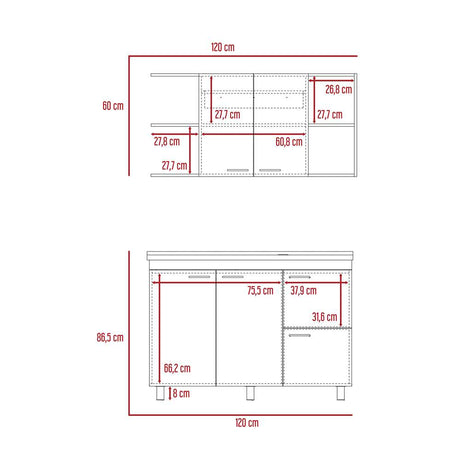 Cocina Elica Macadamia 120 cm Izquierda con Mesón - Cocinas | Bylmo