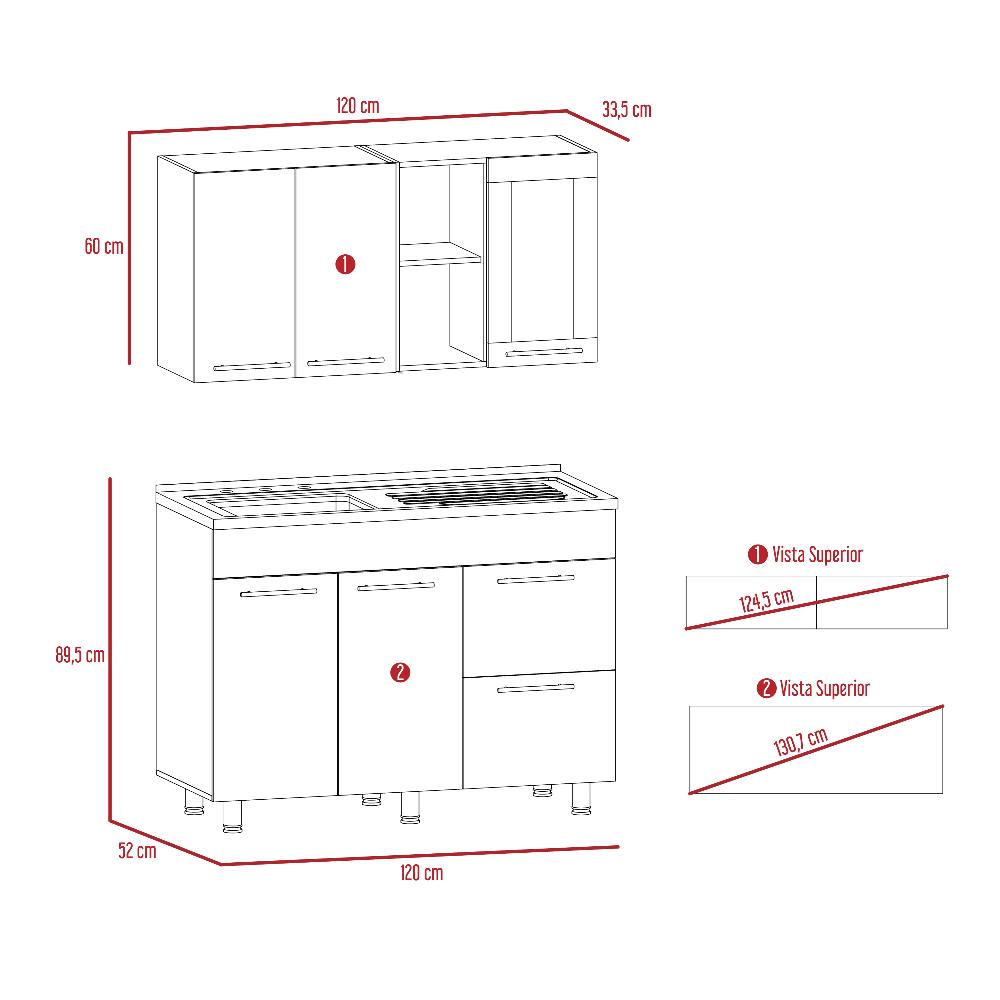 Cocina Thyra Sangria 120 cm Izquierda con Mesón - Cocinas | Bylmo