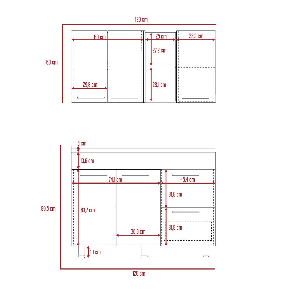 Cocina Thyra Sangria 120 cm Izquierda con Mesón - Cocinas | Bylmo