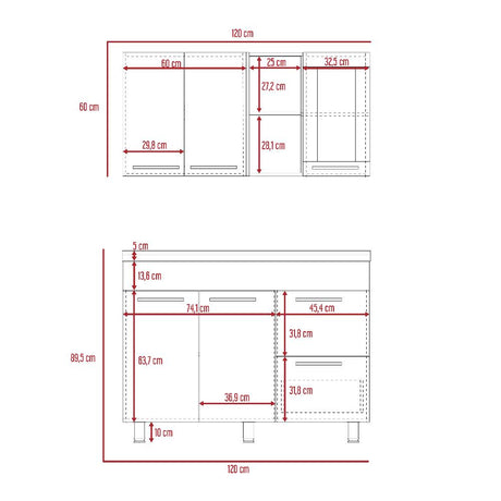 Cocina Thyra Sangria 120 cm Izquierda con Mesón - Cocinas | Bylmo