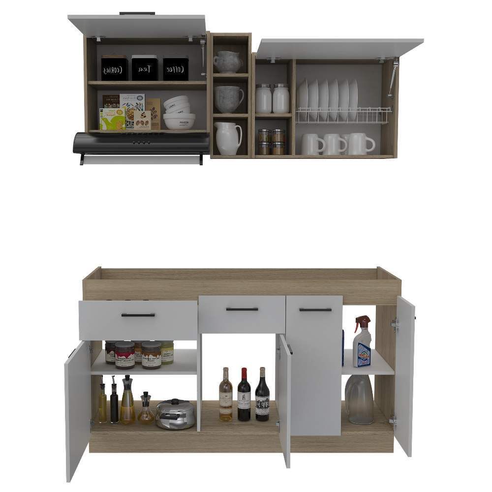 Cocina Belmira Blanco y Rovere 150 cm - Cocinas | Bylmo