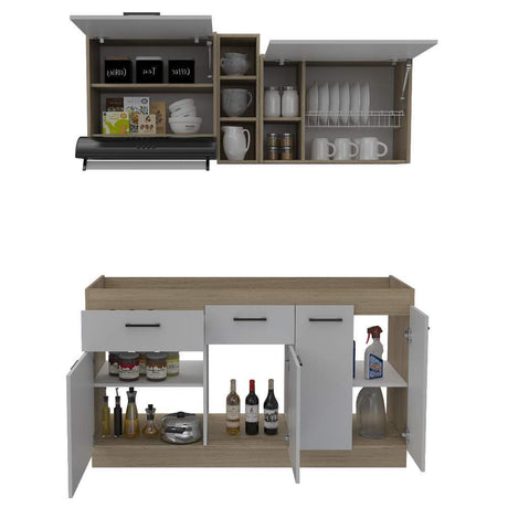 Cocina Belmira Blanco y Rovere 150 cm - Cocinas | Bylmo