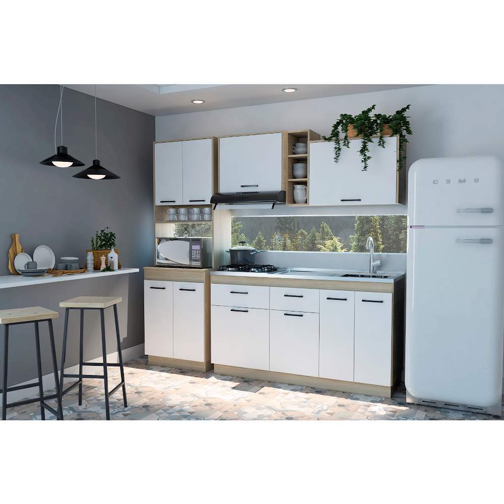 Cocina Belmira Blanco y Rovere 150 cm - Cocinas | Bylmo