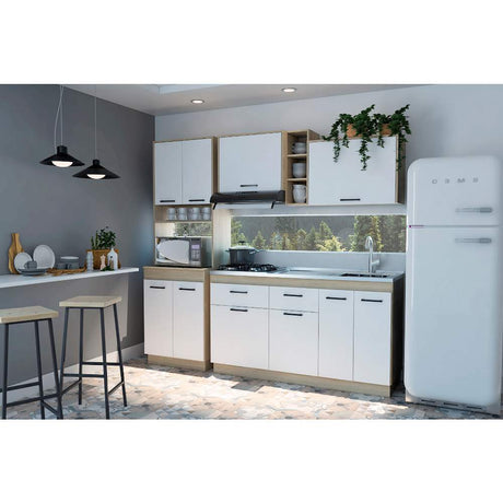 Cocina Belmira Blanco y Rovere 150 cm - Cocinas | Bylmo