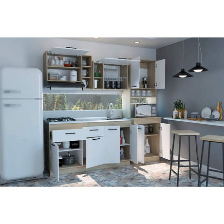 Cocina Belmira Blanco y Rovere 150 cm - Cocinas | Bylmo