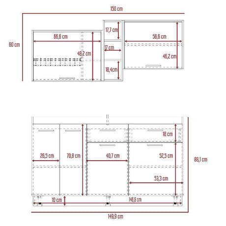 Cocina Belmira Blanco y Rovere 150 cm - Cocinas | Bylmo