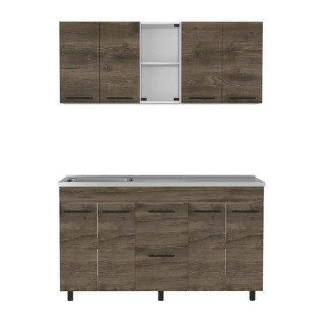 Cocina Boston Bellota y Blanco 150 cm Izquierda con Mesón - Cocinas | Bylmo