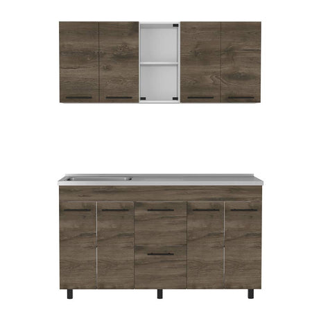 Cocina Boston Plus Bellota y Blanco 150 cm Izquierda con Mesón - Cocinas | Bylmo