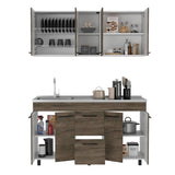 Cocina Boston Plus Bellota y Blanco 150 cm Izquierda con Mesón - Cocinas | Bylmo