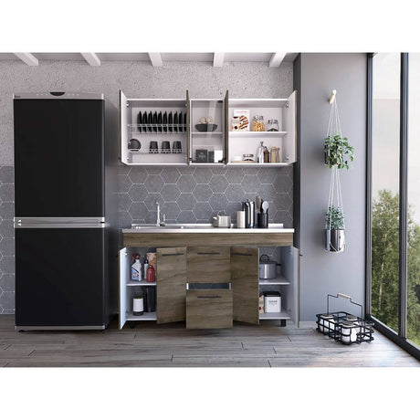 Cocina Boston Plus Bellota y Blanco 150 cm Izquierda con Mesón - Cocinas | Bylmo