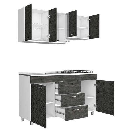 Cocina Lumina Roble Gris 150 cm Izquierda con Mesón - Cocinas | Bylmo