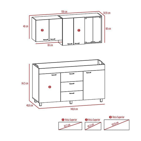 Cocina Lumina Amareto 150 cm - Cocinas | Bylmo