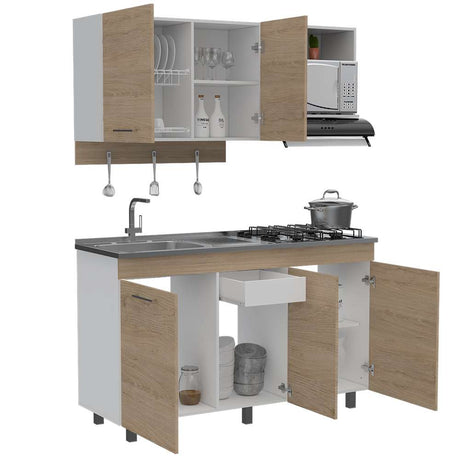 Cocina Miro Rovere y Blanco 150x90cm sin Mesón y sin Estufa - Cocinas | Bylmo