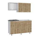 Cocina Macadamia 150x92.9cm con Meson de Acero Inoxidable y con Pozuelo para lado Derecha - Cocinas | Bylmo