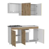 Cocina Macadamia 150x92.9cm con Meson de Acero Inoxidable y con Pozuelo para lado Derecha - Cocinas | Bylmo