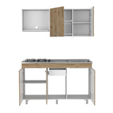 Cocina Macadamia 150x92.9cm con Meson de Acero Inoxidable y con Pozuelo para lado Derecha - Cocinas | Bylmo