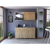 Cocina Macadamia 150x92.9cm con Meson de Acero Inoxidable y con Pozuelo para lado Derecha - Cocinas | Bylmo