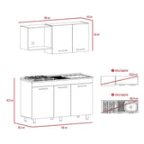Cocina Macadamia 150x92.9cm con Meson de Acero Inoxidable y con Pozuelo para lado Derecha - Cocinas | Bylmo