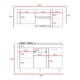 Cocina Macadamia 150x92.9cm con Meson de Acero Inoxidable y con Pozuelo para lado Derecha - Cocinas | Bylmo