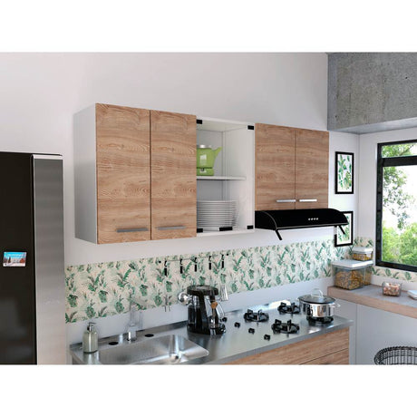 Mueble Superior Sicilia Miel y Blanco 150 cm - Cocinas | Bylmo