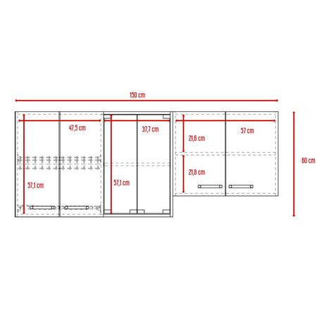 Mueble Superior Sicilia Miel y Blanco 150 cm - Cocinas | Bylmo